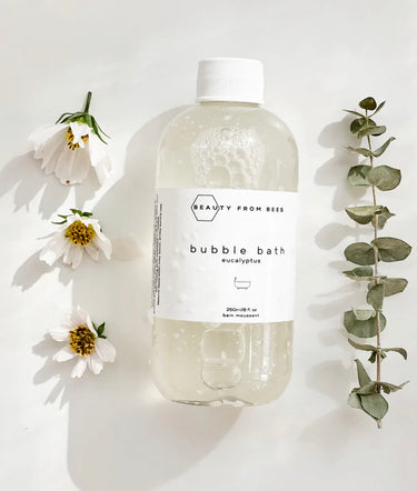 A clear bottle of